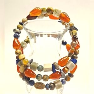 Natural Stone Memory Wire Bracelet